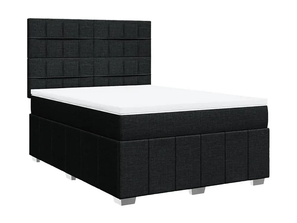 Cama Baú Cama com molas/colchão 140x200 cm tecido preto