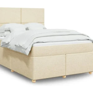 Cama Baú Cama com molas/colchão 140x200 cm tecido cor creme