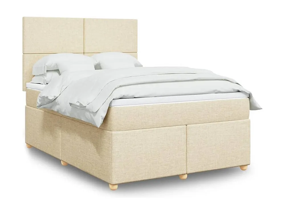 Cama Baú Cama com molas/colchão 140x200 cm tecido cor creme