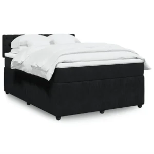 Cama Baú Cama com molas/colchão 140x200 cm veludo preto