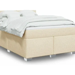 Cama Baú Cama com molas/colchão 160x200 cm tecido cor creme