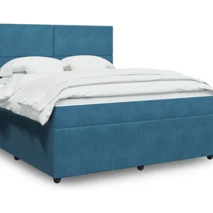 Cama Baú Cama com molas/colchão 180x200 cm veludo azul-escuro