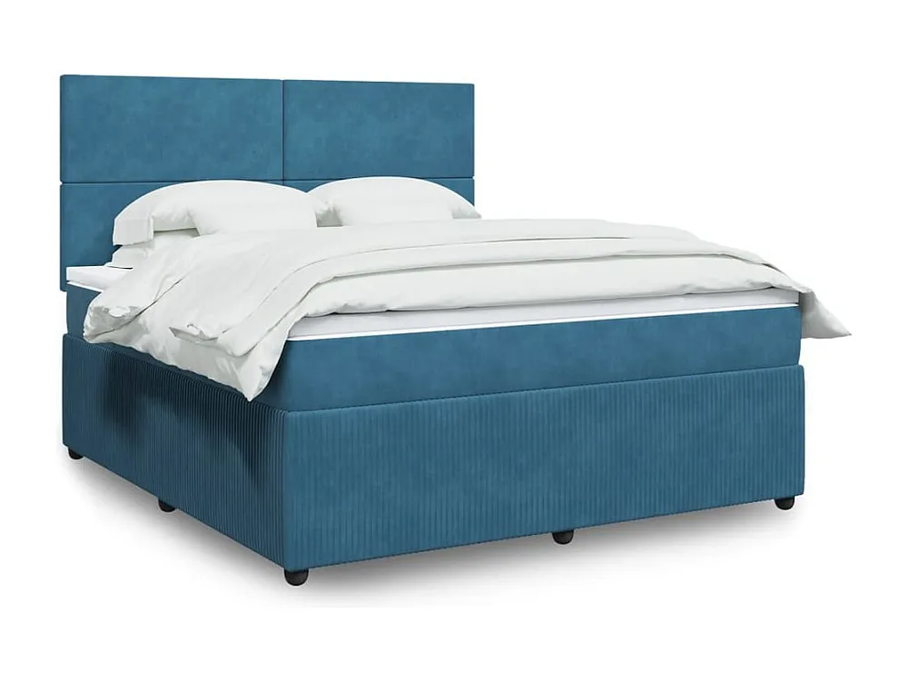 Cama Baú Cama com molas/colchão 180x200 cm veludo azul-escuro