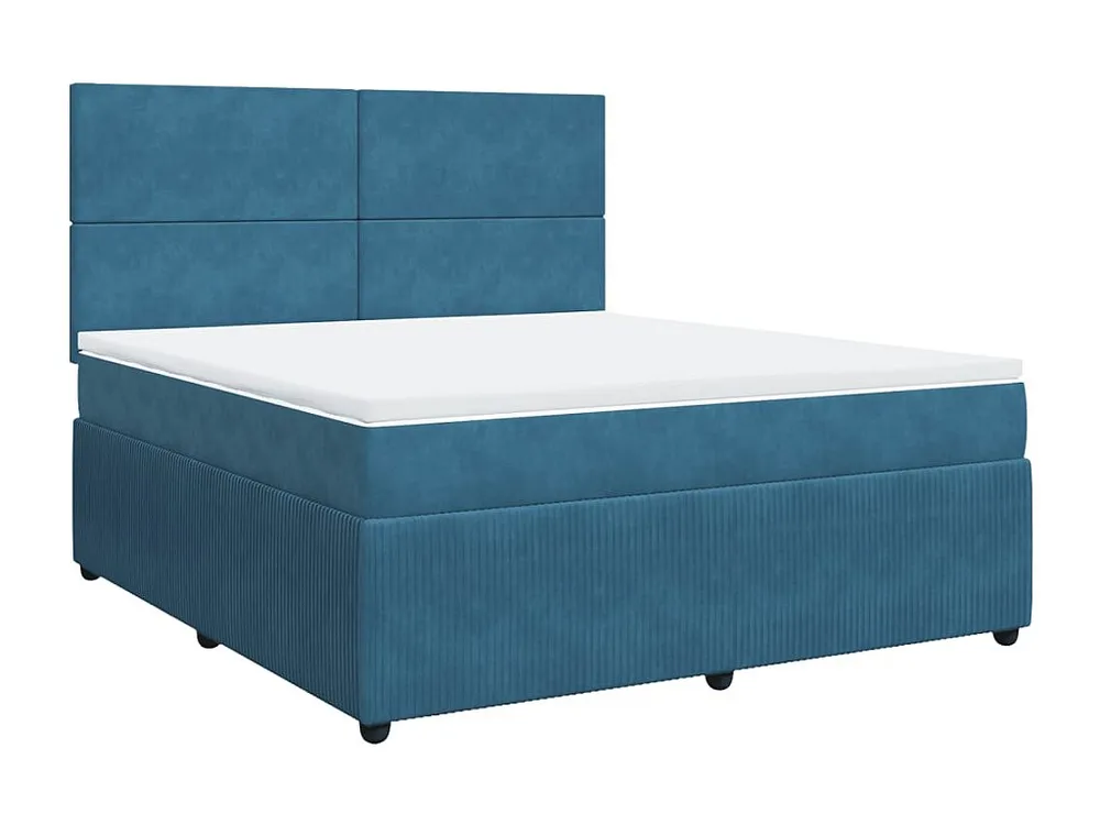 Cama Baú Cama com molas/colchão 180x200 cm veludo azul-escuro