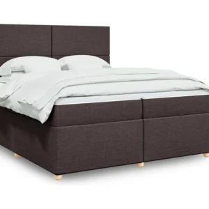Cama Baú Cama com molas/colchão 200x200 cm tecido castanho-escuro