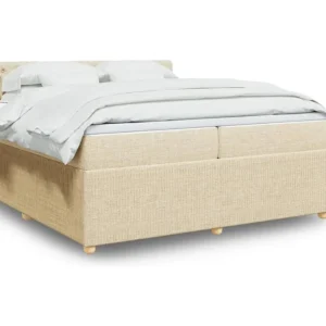 Cama Baú Cama com molas/colchão 200x200 cm tecido cor creme