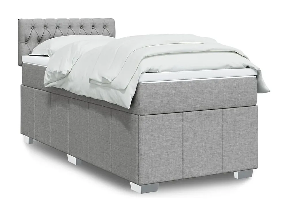 Cama Baú Cama com molas/colchão 80x200 cm tecido cinza-claro