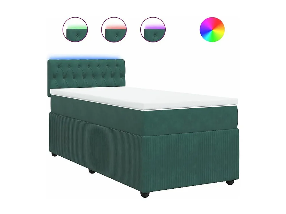 Cama Baú Cama com molas/colchão 90x190 cm veludo verde-escuro