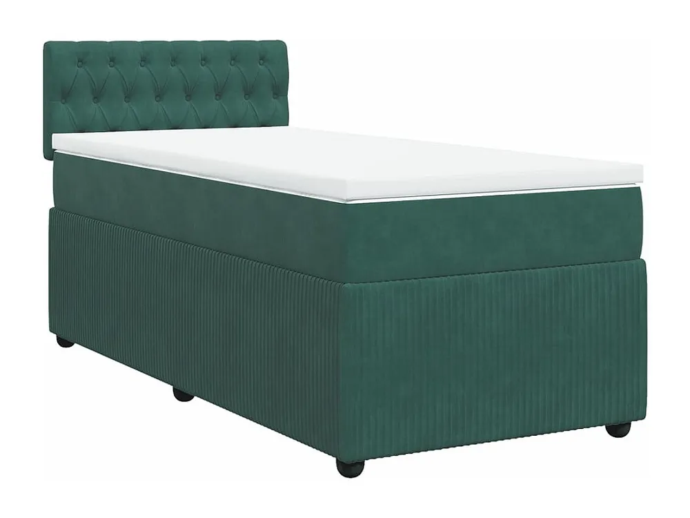 Cama Baú Cama com molas/colchão 90x190 cm veludo verde-escuro