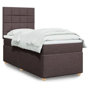 Cama Baú Cama com molas/colchão 90x200 cm tecido castanho-escuro
