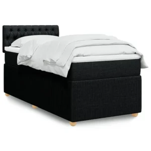 Cama com Cabeceira Cama com molas/colchão 90x190 cm tecido preto