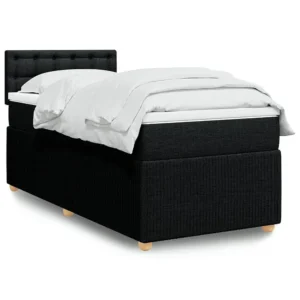 Cama com Cabeceira Cama com molas/colchão 80x200 cm tecido preto