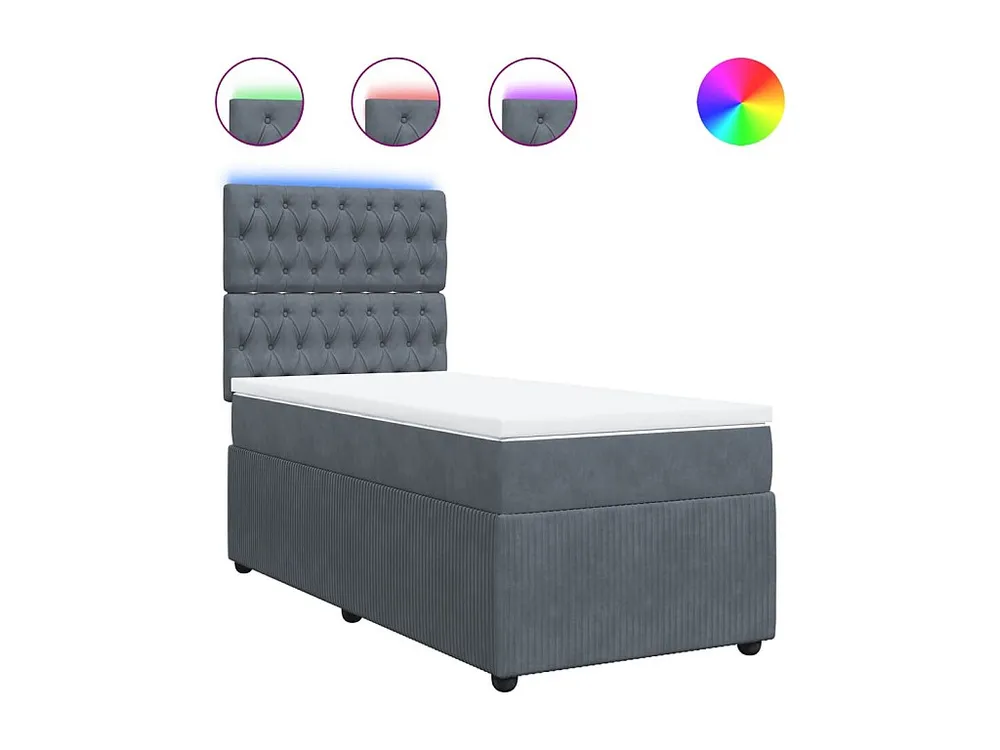 Cama com Cabeceira Cama com molas/colchão 90x190 cm veludo cinza-escuro