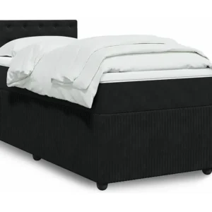 Cama com Cabeceira Cama com molas/colchão 90x200 cm veludo preto