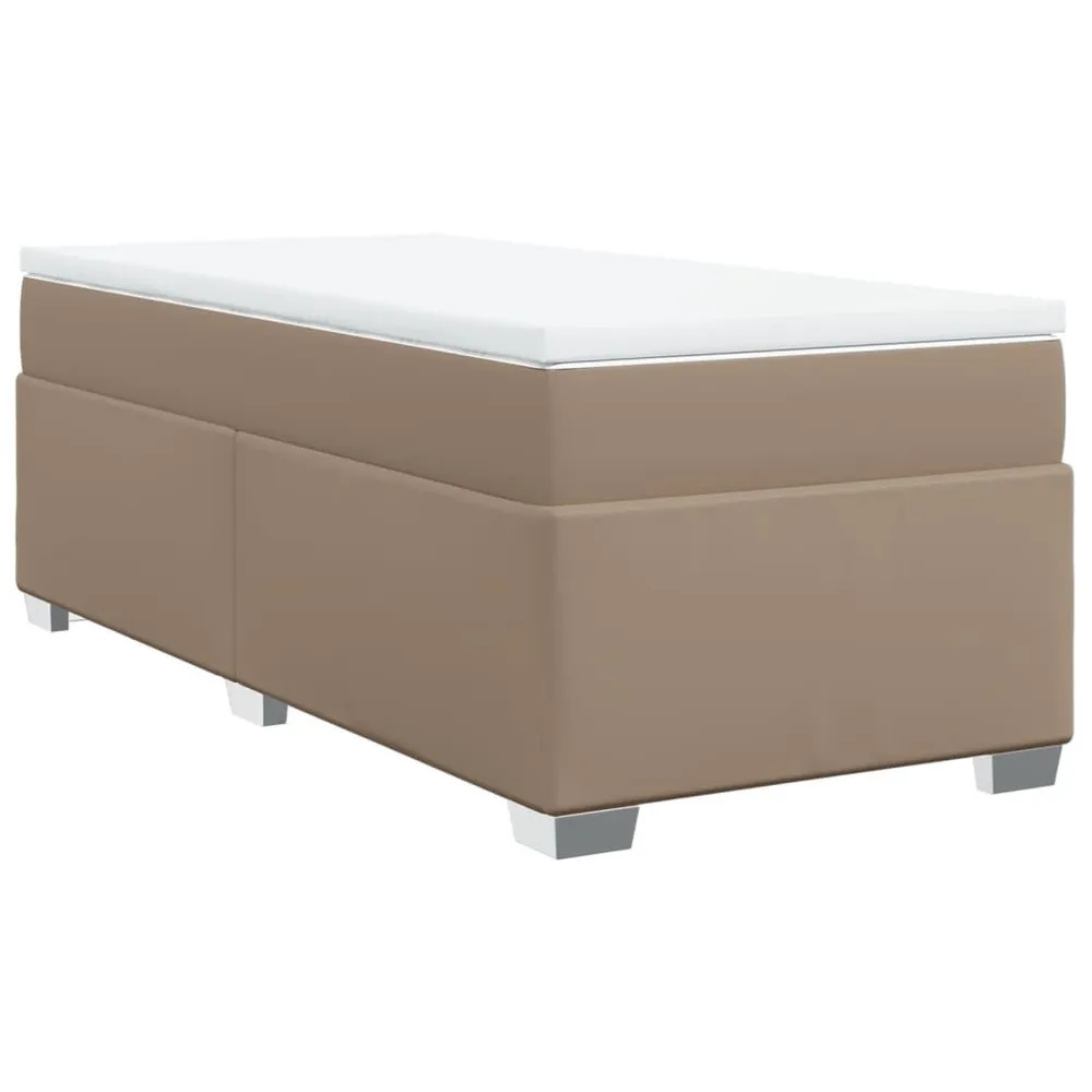 Cama com Cabeceira Cama com molasemcolchão 100x200 cm couro artificial cappuccino