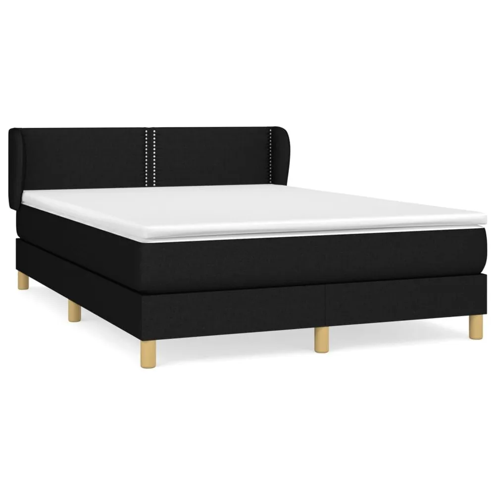Cama com Cabeceira Cama com molasemcolchão 140x200 cm tecido preto