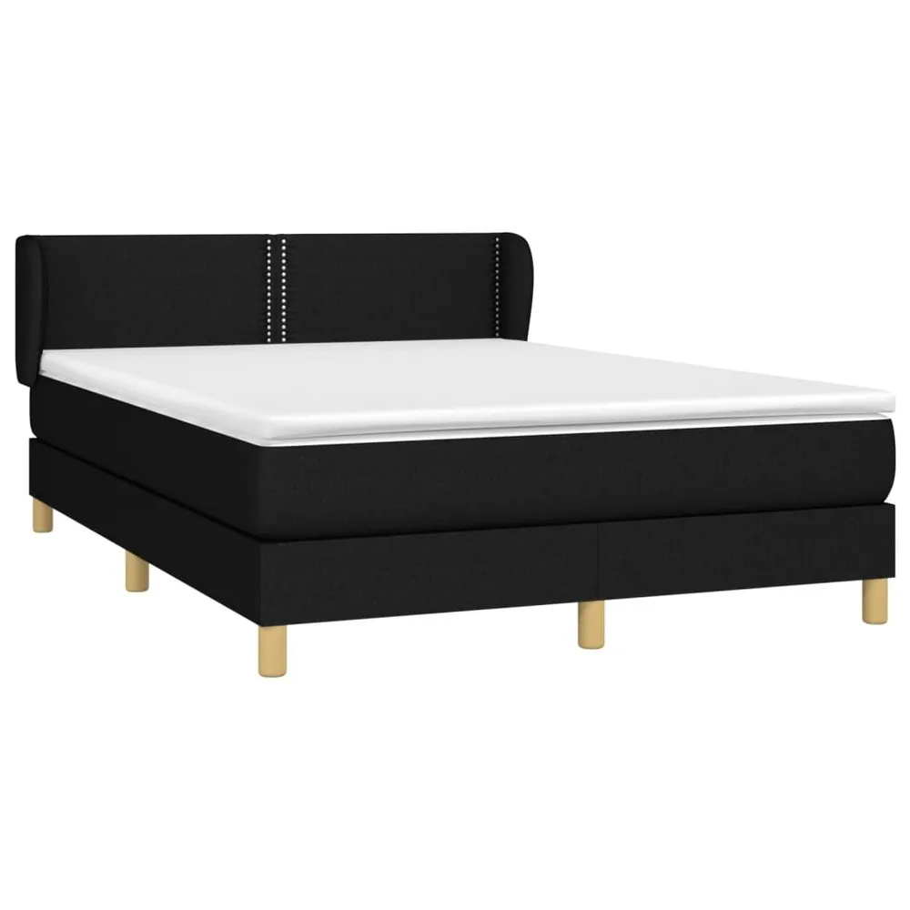 Cama com Cabeceira Cama com molasemcolchão 140x200 cm tecido preto