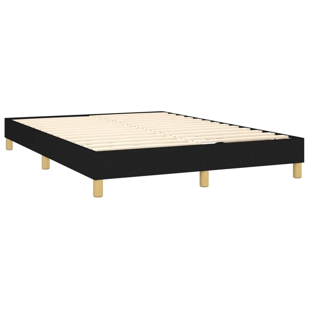 Cama com Cabeceira Cama com molasemcolchão 140x200 cm tecido preto