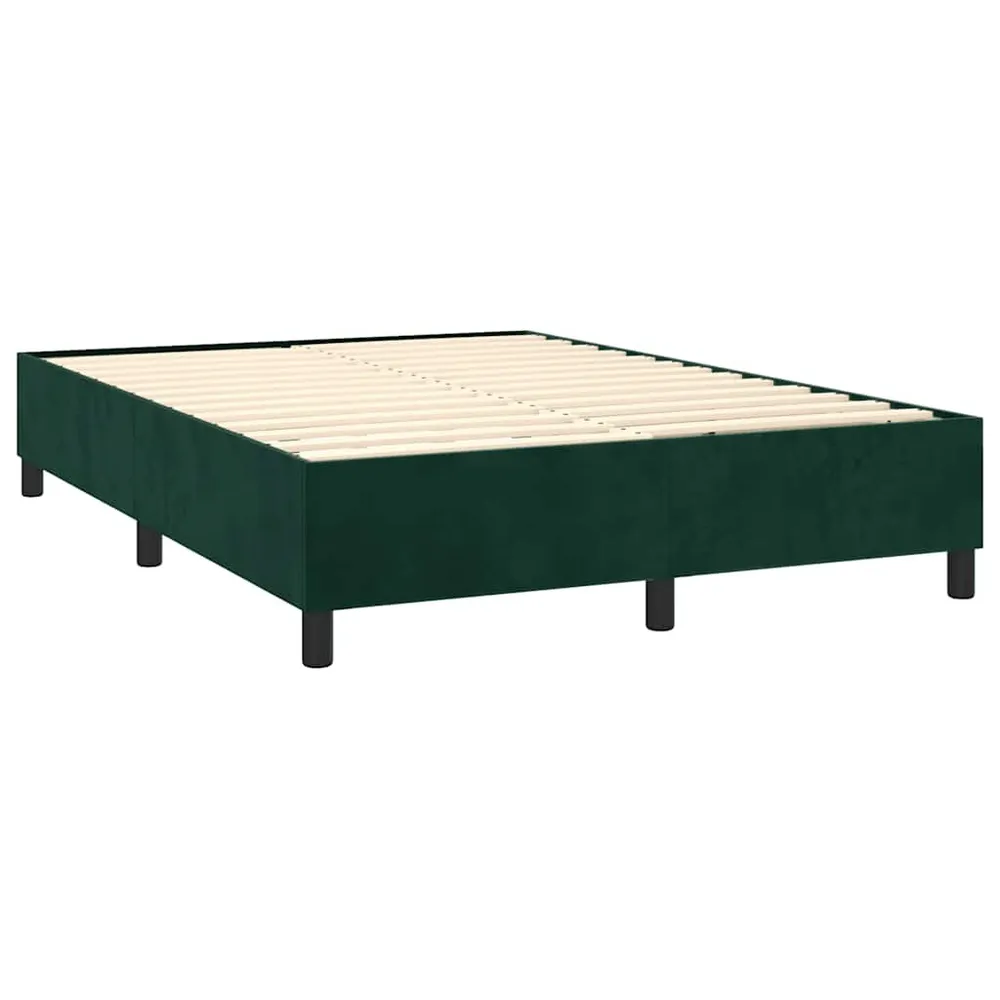 Cama com Cabeceira Cama com molasemcolchão 140x190 cm veludo verde-escuro