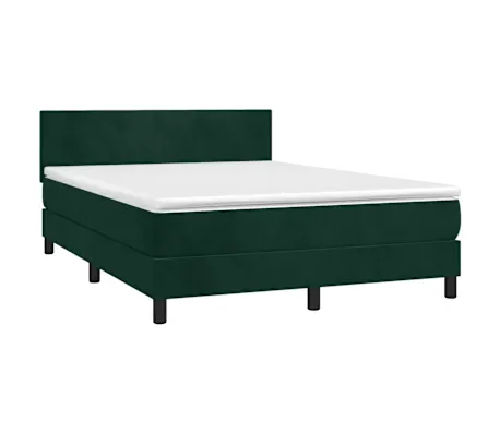 Cama com Cabeceira Cama com molasemcolchão 140x200 cm veludo verde-escuro