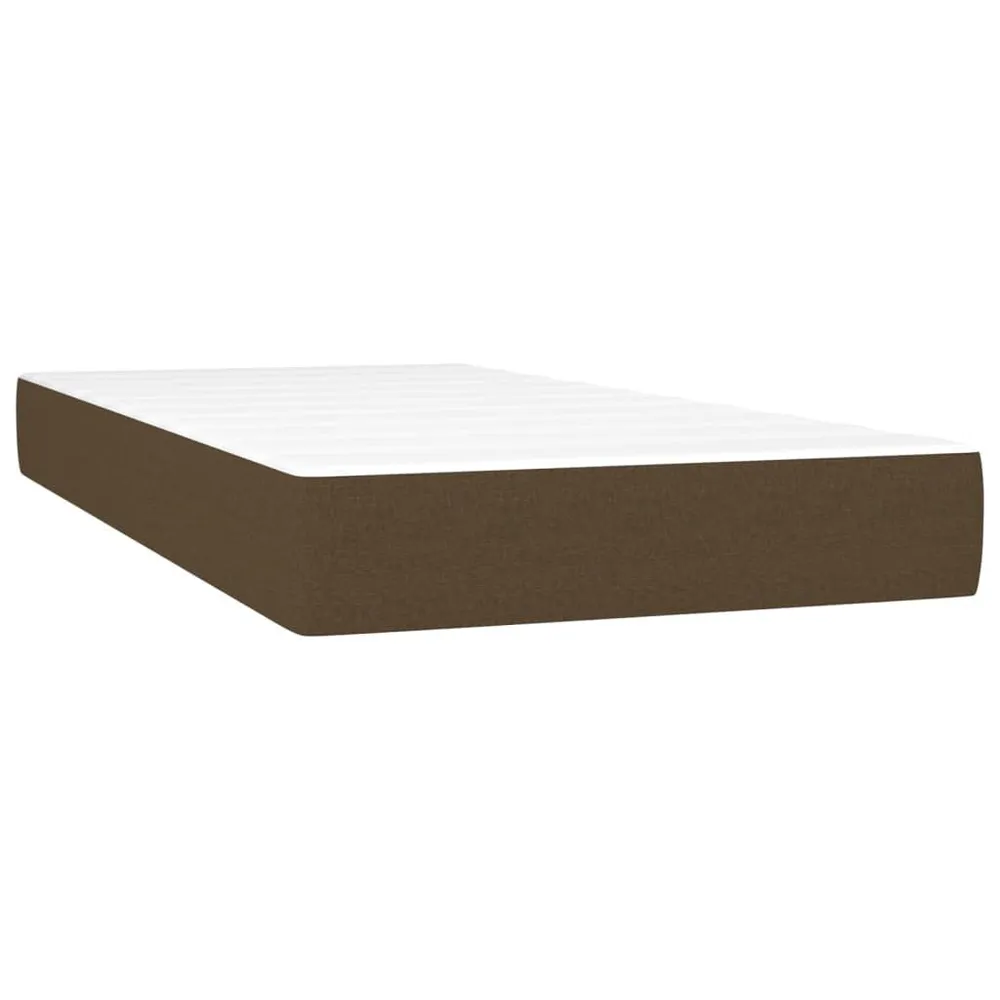 Cama com Cabeceira Colchão de molas ensacadas 100x200x20 cm tecido castanho-escuro