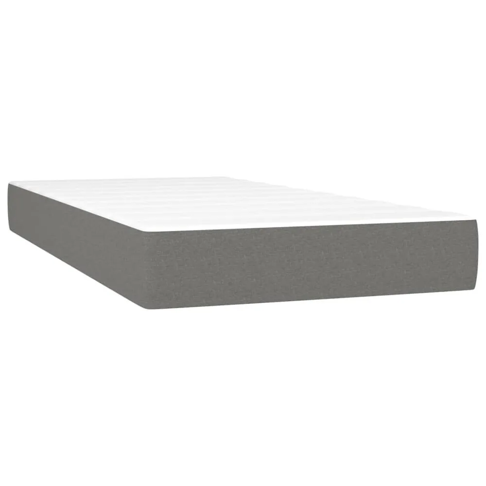 Cama com Cabeceira Colchão de molas ensacadas 90x190x20 cm tecido cinza-escuro