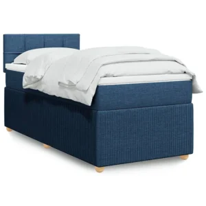 Cama com molas/colchão 100x200 cm tecido azul com Pés Ajustáveis