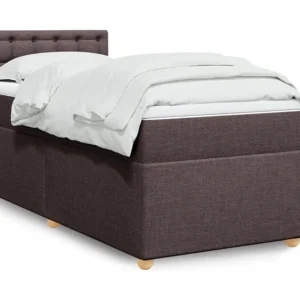 Cama com molas/colchão 100x200 cm tecido castanho-escuro com Gavetas de Armazenamento