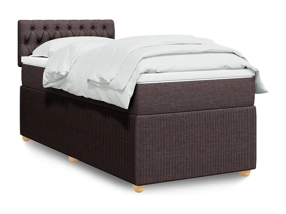Cama com molas/colchão 100x200 cm tecido castanho-escuro em Pinho Natural