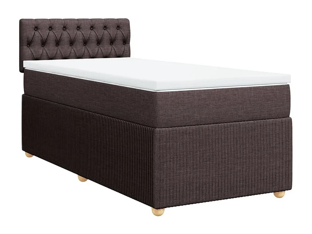 Cama com molas/colchão 100x200 cm tecido castanho-escuro em Pinho Natural