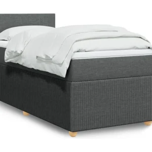 Cama com molas/colchão 100x200 cm tecido cinza-escuro Tecido Resistente