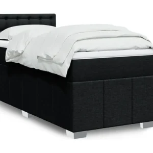 Cama com molas/colchão 100x200 cm tecido preto com Pés Ajustáveis