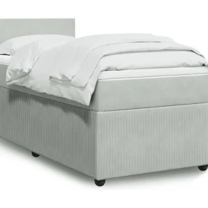 Cama com molas/colchão 100x200 cm veludo cinza-claro Medidas Queen Size