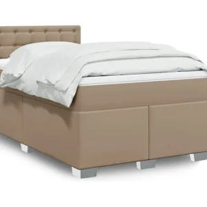 Cama com molas/colchão 120x200 cm couro artificial cappuccino para Quartos de Casal