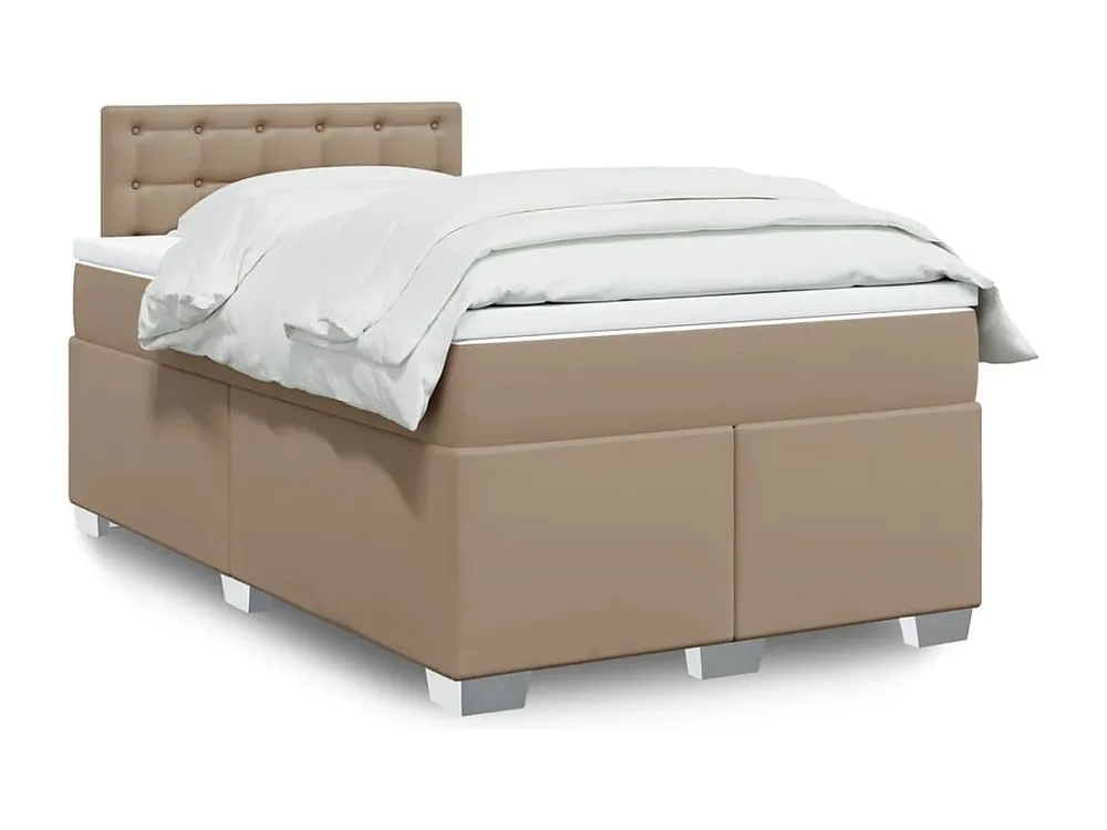 Cama com molas/colchão 120x200 cm couro artificial cappuccino para Quartos de Casal