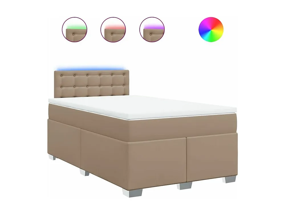 Cama com molas/colchão 120x200 cm couro artificial cappuccino para Quartos de Casal