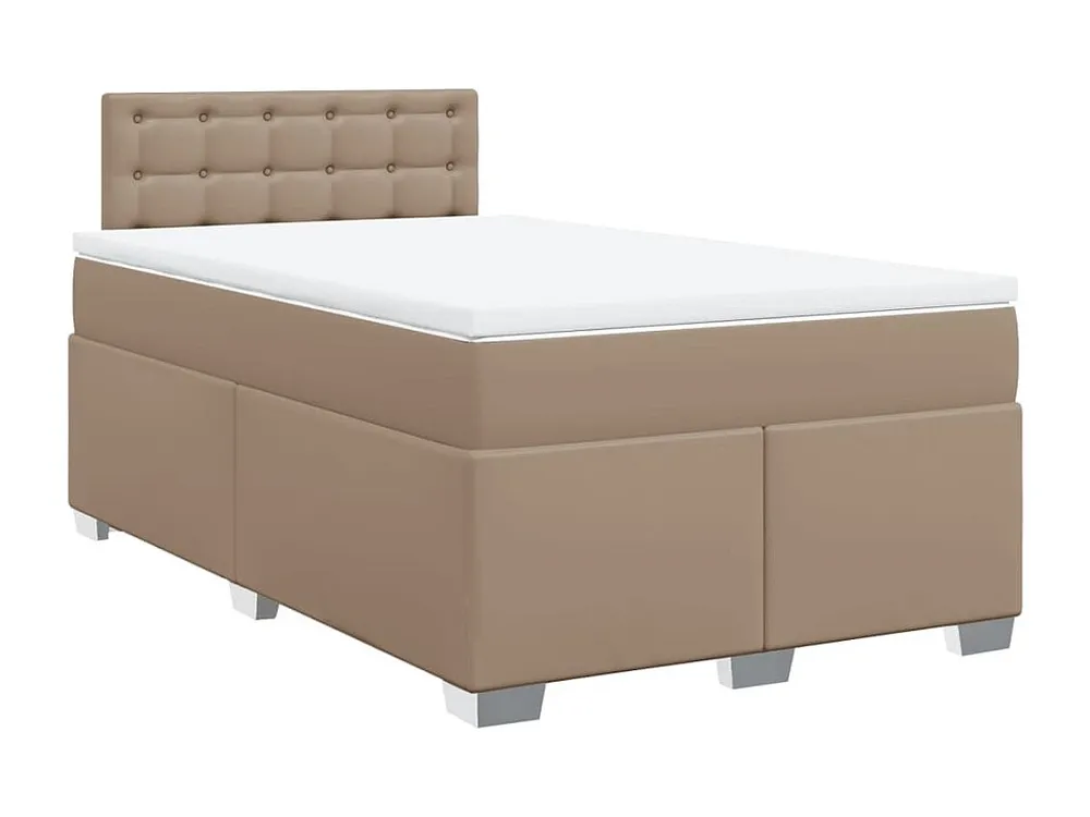 Cama com molas/colchão 120x200 cm couro artificial cappuccino para Quartos de Casal