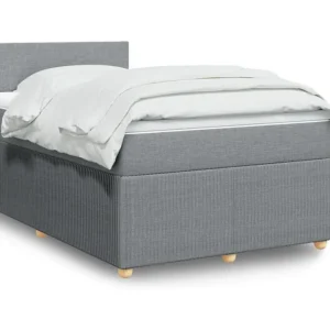 Cama com molas/colchão 120x200 cm tecido cinza-claro Tecido Resistente