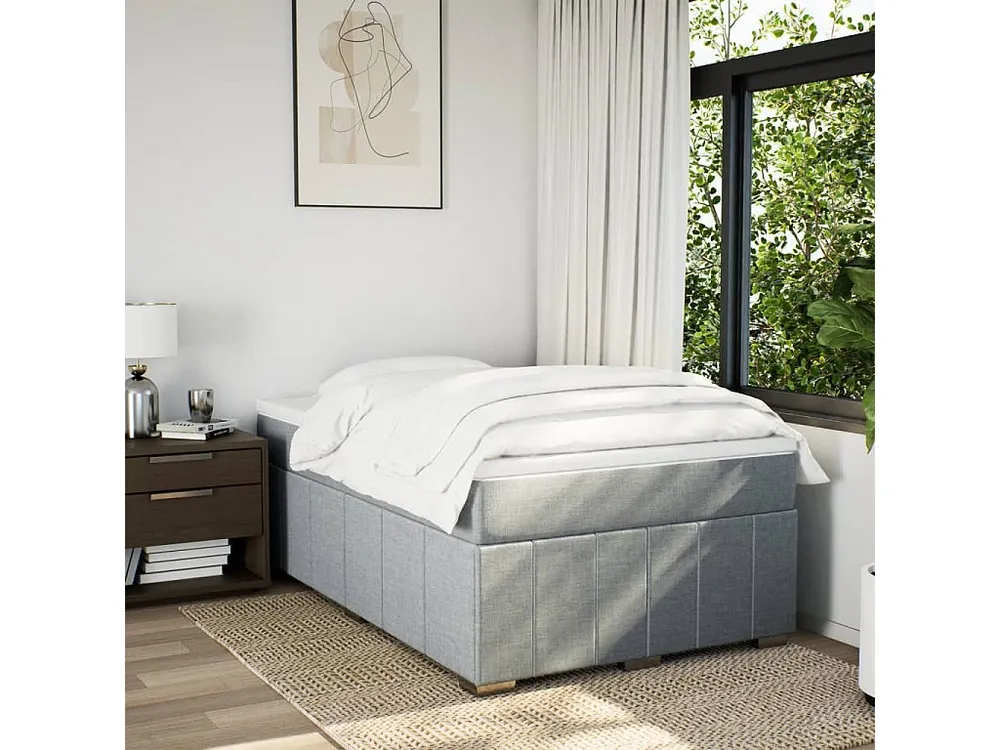 Cama com molas/colchão 120x200 cm tecido cinza-claro Fácil Montagem