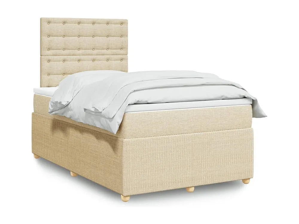 Cama com molas/colchão 120x200 cm tecido cor creme Medidas Queen Size