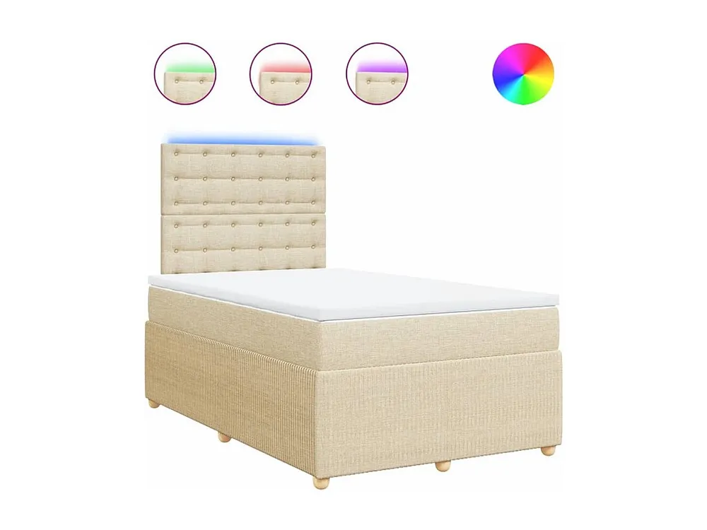 Cama com molas/colchão 120x200 cm tecido cor creme Medidas Queen Size