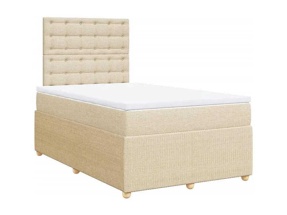 Cama com molas/colchão 120x200 cm tecido cor creme Medidas Queen Size