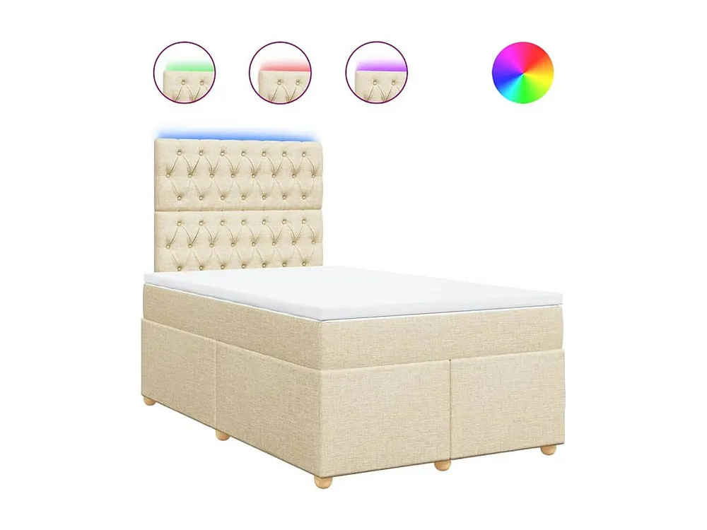 Cama com molas/colchão 120x200 cm tecido cor creme | Montagem Inclusa