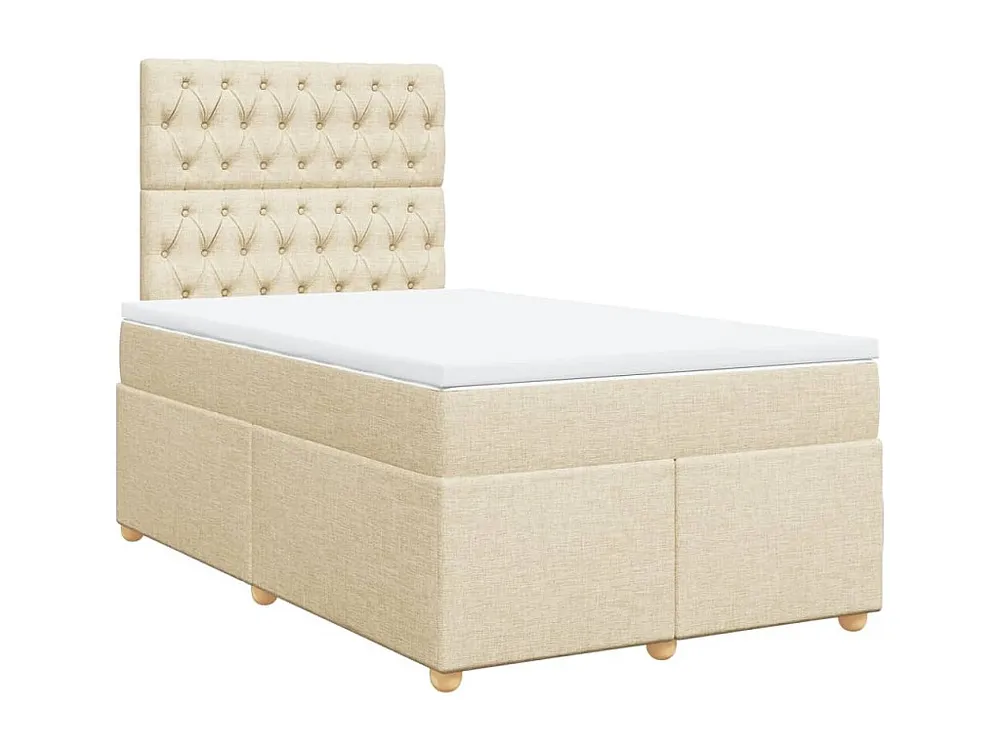 Cama com molas/colchão 120x200 cm tecido cor creme | Montagem Inclusa