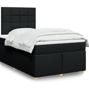 Cama com molas/colchão 120x200 cm tecido preto | Montagem Inclusa