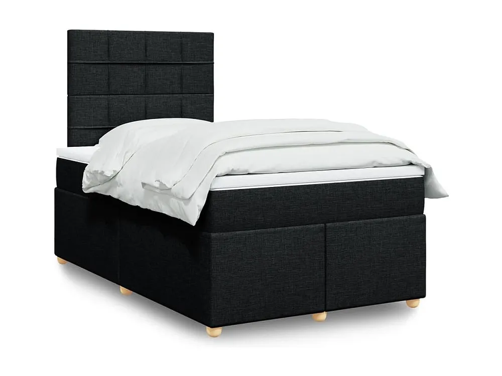 Cama com molas/colchão 120x200 cm tecido preto | Montagem Inclusa