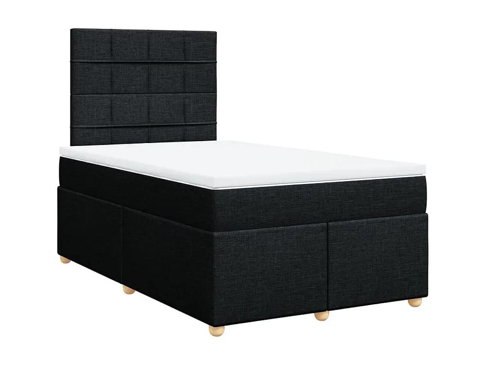 Cama com molas/colchão 120x200 cm tecido preto | Montagem Inclusa