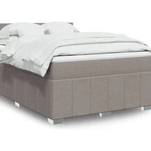 Cama com molas/colchão 140x190 cm tecido castanho-acinzentado com Colchão Incluso