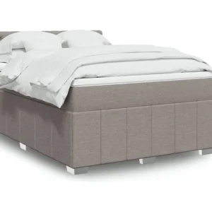 Cama com molas/colchão 140x190 cm tecido castanho-acinzentado | Design Escandinavo |