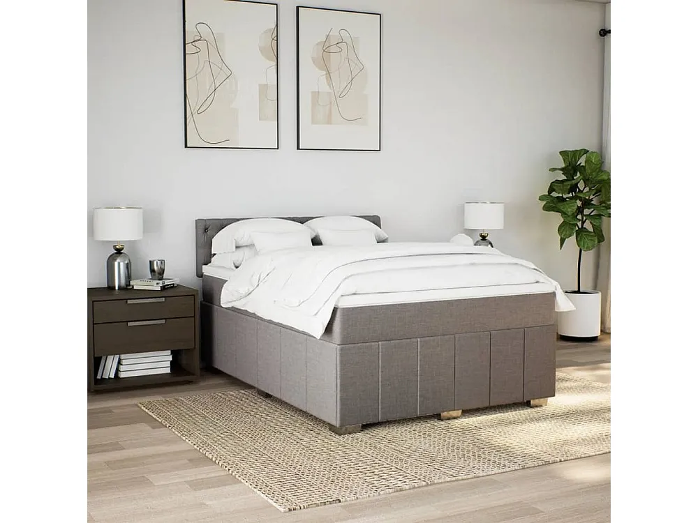 Cama com molas/colchão 140x190 cm tecido castanho-acinzentado | Design Escandinavo |